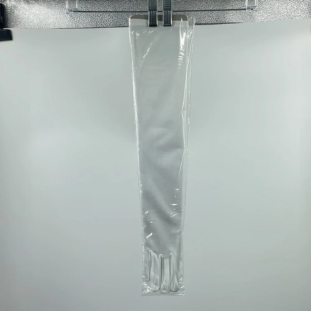 New 20.5 inch pair of White Nylon bridal costume Gloves